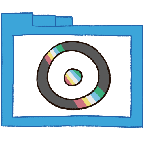  A hollow blue folder with thin lineart. Inside of it is the disability sun symbol with the disability flag on it.